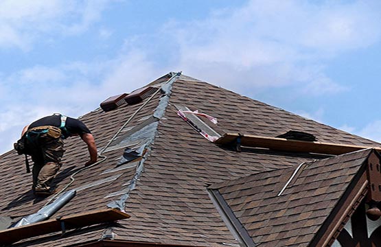 Roof severely damaged by the storm