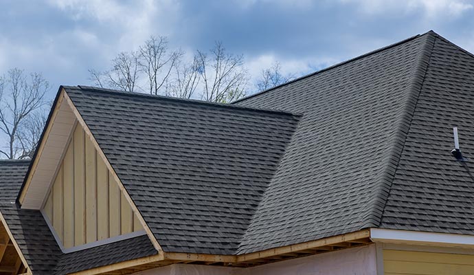 A repaired roof after a storm