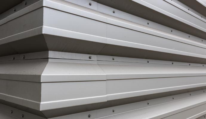 Installed corrugated metal siding