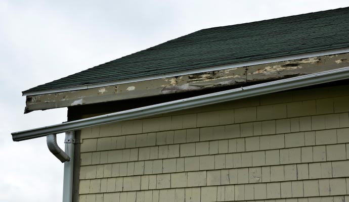 Gutter severely damaged by storm
